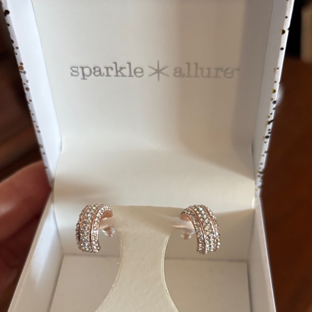 Gold and Crystal Studded Hoop Earrings - Picture 4 of 6